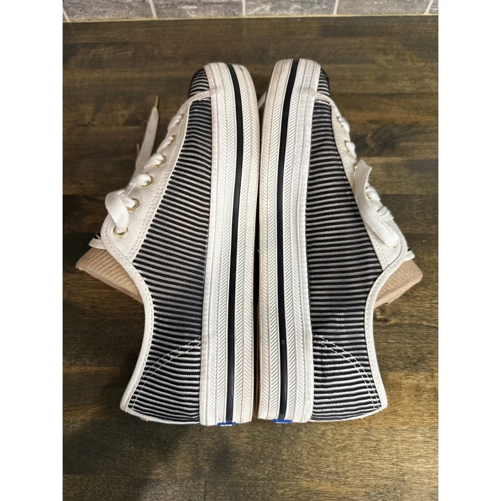 Kate Spade Keds Triple Deck Sneakers Black White Striped Platform Shoes Womens 9